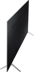 Samsung UE49KS7000 sort fladskærms-TV, set fra siden, slankt rammedesign, V-formet metalfod