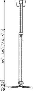 Vogel's PPC 2585 Sølv loftmontering til videoprojektor, frontvisning, teknisk dimensioneret diagram med mål i mm