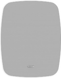 Coluna de exterior Klipsch PSM-450-T branca, vista de frente com grelha metálica perfurada