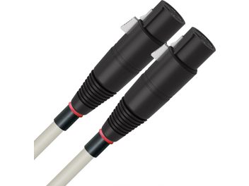 Wireworld Solstice 10 XLR 1,5m analog ses kablosu, siyah silindirik konektörler kırmızı halkalarla, şeffaf kablo