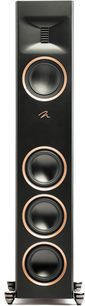 Cassa a colonna MartinLogan Motion XT F100 noce con frontale nero, 4 altoparlanti circolari e un tweeter rettangolare