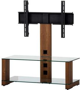 Sonorous MD4095 TV-møbel i træ og glas, med central støtte, sidehylder og integreret kabelstyring, set forfra