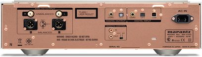 Marantz SA-11S3 sort CD-afspiller, bagside, analog og digital lydtilslutning, strømforsyning, sort finish