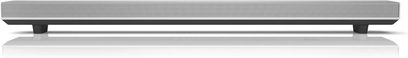 Panasonic SC-HTB170EGS sølvgrå soundbar, set forfra, rektangulær langstrakt form, sort gitter på forsiden