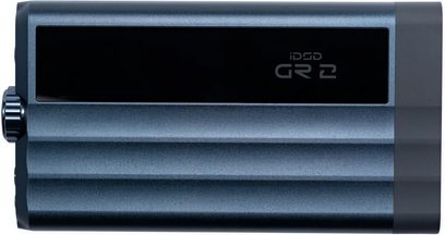 Convertitore audio portatile iFi Audio iDSD GR 2 blu scuro, vista laterale con manopola zigrinata nera