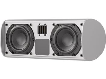 Cassa centrale Piega Ace Center Wireless, vista frontale, 2 altoparlanti circolari neri, 1 tweeter rettangolare centrale