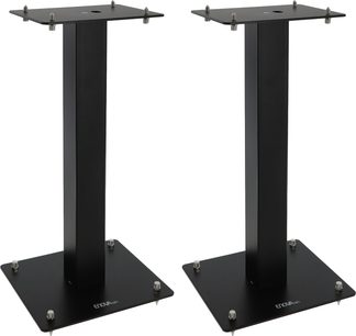 Enova HIFI MAJESTY 50 BL, sort i finish, 2 rektangulære højttalerstativer, set forfra, firkantet base med metalspidser
