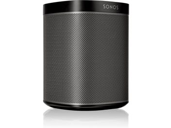 Sonos Play 1 langaton kaiutin, musta, sylinterimäinen, hunajakennomainen ritilä, kiiltävä muovi, kompakti