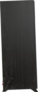 Sloupcový reproduktor Klipsch RP-8000F II ebony edice 2022, černý povrch, pohled zepředu, černá mřížka, vertikální dýhované dřevo