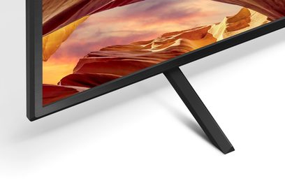 Sony KD65X75WL kõrglahutusega televiisor, vaade nurga alt, ekraanil kanjoni pilt, must raam, must metallist jalg