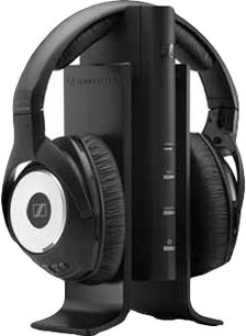 Auriculares inalámbricos Sennheiser RS-170 negros, vista lateral izquierda, orejeras anchas y diadema acolchada