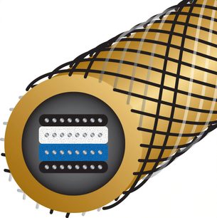 Аудіокабель RCA Wireworld Gold Eclipse 10 1м, вид у розрізі, зовнішня позолочена плетена оболонка, багатокольорова внутрішня структура