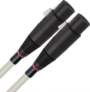 Analogt XLR-lydkabel Solstice 10 XLR 1m med sorte cylindriske stik, røde ringe, rillet krop og gennemsigtig kappe