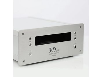 Convertisseur audio DAC 3D Lab Nano DAC, face avant argentée avec afficheur, bouton rotatif et interrupteur, vue de face