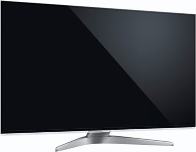 Panasonic TX-L55WT50 fladskærms-TV, sort, set forfra i let skrå vinkel på ensfarvet sort baggrund