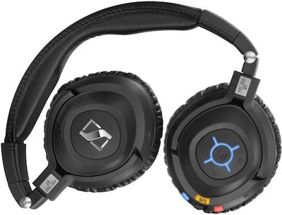 Sennheiser PXC-360 BT sort circumaurale hovedtelefoner, foldbare ørepuder med integrerede kontroller, set forfra