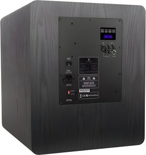 Tonewinner SW-D4000 subwoofer set bagfra, sort træ kabinet med tilslutningspanel og kontrolskærm