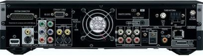 Denon S-302 hjemmebiografsystem, bagside, analog og digital audio/video-tilslutning, FM-antenne, strømstik