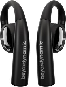 Fone de ouvido intra-auricular Beyerdynamic VERIO 200 preto, vista frontal, dois auriculares com arcos arredondados e logotipo visível