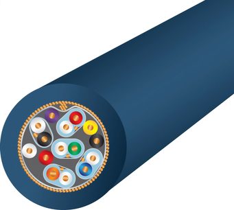 Cavo HDMI Wireworld HDMI Sphere 48 1m, vista in sezione trasversale, sezione circolare, 14 conduttori multicolori disposti in cerchio