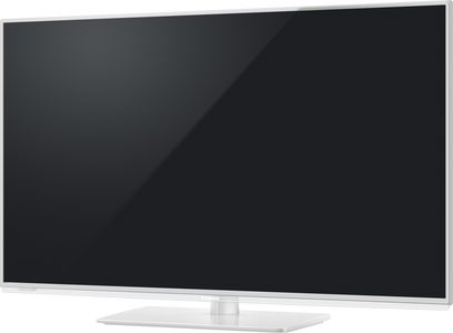 Panasonic TX-L42E6EW hvid fladskærms-TV, rektangulær fladskærm slukket, hvid ramme, set forfra