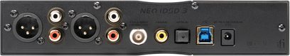 Sluchátkový hi-fi předzesilovač iFi Audio Neo iDSD 3 zadní strana, konektory XLR, RCA, koaxiální, optický, USB a napájení