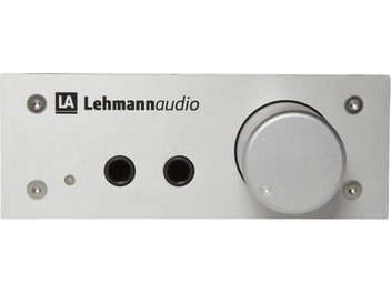Lehmann Audio Linear D MKII hõbedane kõrvaklappide eelvõimendi, harjatud alumiiniumist esipaneel, kaks jack-väljundit ja suur nupp