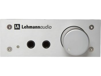 Lehmann Audio Linear D MKII silver headphone preamplifier, brushed aluminum faceplate, two jack outputs and large knob