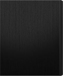 Klipsch The Fives II Lautsprecher schwarz Seitenansicht strukturierte Holzoberfläche und abgerundete Kante