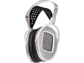 Căști hi-fi cu fir deschise Hifiman HE1000 Unveiled, vedere laterală, bandă metalică perforată, pernițe ovale negre
