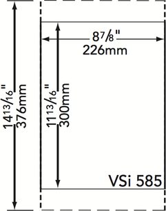 Boston Acoustics VSi 585 indbygningshøjttaler til loft, teknisk diagram med dimensioner 226 mm i diameter og 87/8" dybde