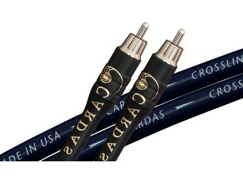 Câble audio analogique RCA Cardas Crosslink 1m, deux connecteurs RCA plaqués or, gaine noire, vue rapprochée