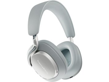 Cuffie hi-fi Bowers & Wilkins Px8 S2 azzurro chiaro, archetto e cuscinetti coordinati, vista tre quarti
