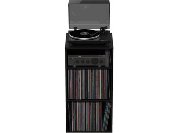 Svart Glorious Modular Mix Rack-möbel, rund skivspelarhylla, vertikalt förvaringsutrymme med färgglada hyllor