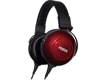 Fostex TH900 Mk2 åpne hifi-hodetelefoner, rødt lakkert treskall, justerbar svart lærhodebøyle, tykke øreputer