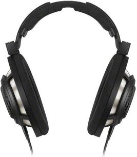 Sennheiser HD 800S açık, kulak üstü, siyah, yastıklı başlık, görünür transdüktörler, ön görünüm kulaklık