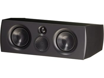Diffusore centrale Premier 500C nero laccato, vista frontale, 2 grandi altoparlanti circolari, 1 tweeter centrale, cassa rettangolare