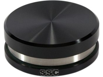 SSC Recordpoint 420 presstallerken, svart metallisk plate, sølvfarget ring i midten, to opphøyde striper på kanten