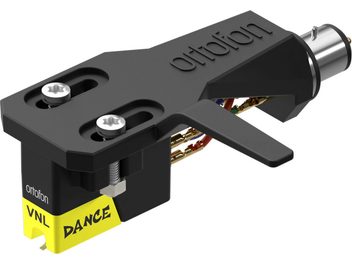 Ortofon VNL DANCE ON SH-2 sort og gul pickup i metal/plast, headshell med løftefinger og synlige skruer