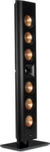 Тонколона Klipsch RP-640D в черно, тънък колонен формат с шест медни високоговорителя и черна основа