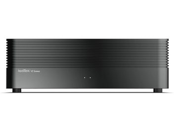 Conditionneur secteur IsoTek V5 SIGMAS noir, vue frontale, surface supérieure nervurée, façade lisse avec 2 indicateurs lumineux
