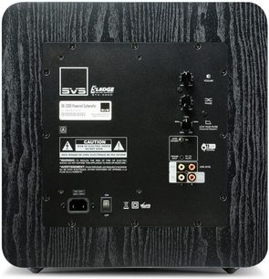 SVS SB-2000 sort askebøg baskabinetfrontpanel, med kontrolpanel med knapper, porte og indikatorer