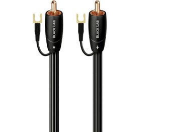 Subwooferový kabel AudioQuest Black Lab 12 m černý, dvojitý pozlacený RCA s vidličkovým zemnicím vodičem