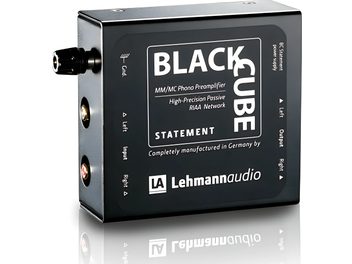 Фонокоректор Lehmann Audio Black Cube Statement, черен, правоъгълен метален корпус, позлатени RCA конектори на гърба