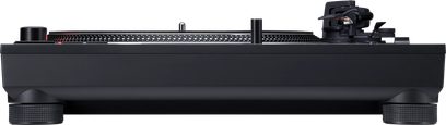 Hi-Fi-Plattenspieler Technics SL-1200M7B in Gelb, Frontansicht, Plattenteller und Tonarm sichtbar, zylindrische Füße