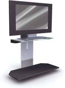 Sort TV-møbel med glashylde til TV, glashylde, sort rektangulær base, Erard Pratik I 2525