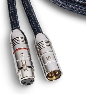 Аудіокабель Clarus Aqua XLR аналоговий, 1 м, з сріблястими металевими конекторами: один з 3 золотими штирями та один з 3 чорними гніздами