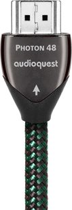 HDMI-kabel Audioquest Photon 48, forsølvet USB-stik, sort flettet grøn og sort kappe, set forfra