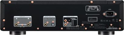 Μαύρος δίσκος CD Marantz CD60, πίσω όψη, αναλογικές και ψηφιακές ηχητικές συνδέσεις, ομοαξονικές και οπτικές, θύρα τηλεχειρισμού