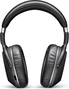 Bezdrátová circum-aurální sluchátka Sennheiser PXC 550 černá, hlavový most a náušníky z umělé kůže, pohled zepředu